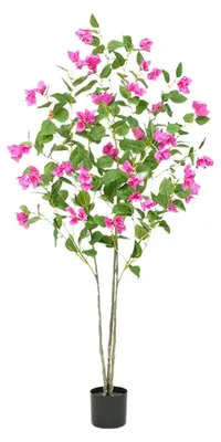 Immagine prodotto di Albero di bougainvillea artificiale - Pianta ornamentale in vaso - Altezza 1,5 m - Realizzata in PVC - Fiori in seta - Foglie dall'aspetto naturale - Adatta per interni ed esterni