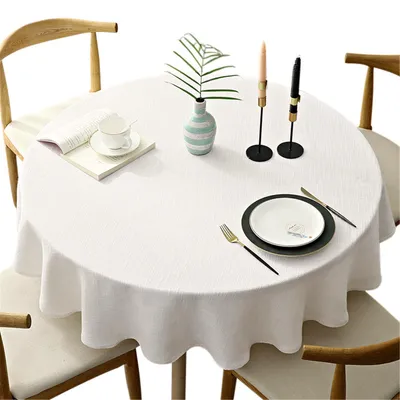 Obrázok produktu pre Okrúhla obrus, bavlna a ľan, krémová farba, priemer 140 cm