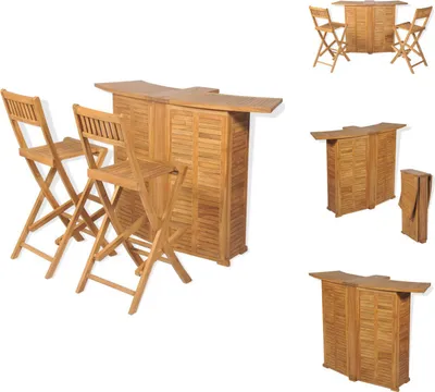 Produktbild von vidaXL 3-tlg. Bistro-Set mit Klappstühlen Massivholz Teak -  Gartenmöbel-Sets