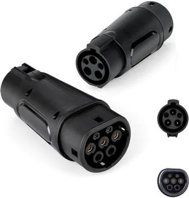 Obrázek produktu pro Nabíjecí kabel adaptéru, typ 1 na typ 2 - výkon 7,2 kW - 32 ampér - černý - adaptér pro nabíjení elektromobilů