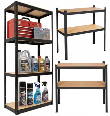 Productafbeelding van Stellingkast - Opbergrek - 700 kg - Draagkracht - Zwart - 4 Etages - 170x80x40 Cm