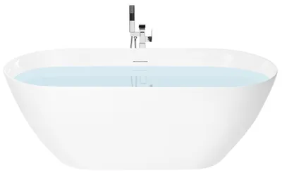 Produktbild von BELIANI Badewanne Weiß Acryl Oval Freistehend 170 x 75 cm mit Überlauf Ablaufgarnitur ohne Armatur s Modernes Design für 1 Person