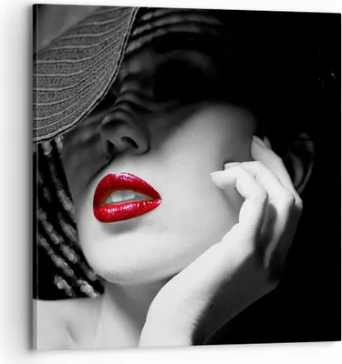 Produktbild von Bild auf Leinwand - Leinwandbild - Frau Gesicht Lippen - 70x70cm - Wand Bild - Wanddeko - Wandbilder - Leinwanddruck - Bilder - Kunstdruck - Wanddekoration - Leinwand bilder - Wandkunst - AC70x70-3618