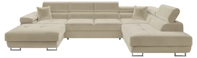 Produktbild von MIRJAN24 Wohnlandschaft Torezio Bis, Stilvoll Eckcouch mit Bettkasten und Schlaffunktion, Einstellbare Kopfstützen, 346x203x70-90 cm (Farbe: Polo 872, Seite: Rechts)