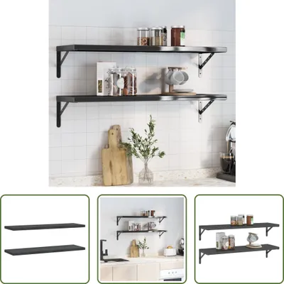 Obrázek produktu pro The Living Store Nástěnné police 2 ks. 100x30x3 cm černá nerezová ocel