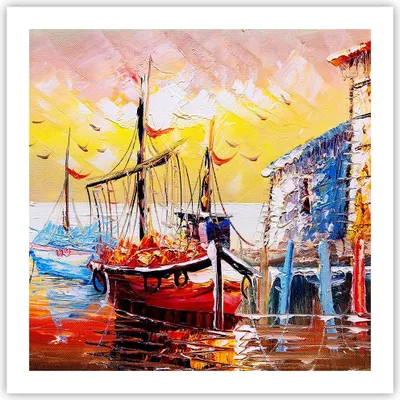 Produktbild von Poster - Poster ohne Rahmen - Boot Segel Meer - 60x60 cm - Wand Bild - Wanddeko - Wandbilder - Kunstposter - Wandposter - Bilder - Kunstdruck - Wanddekoration - Wandbild - P2XAC60x60-3435