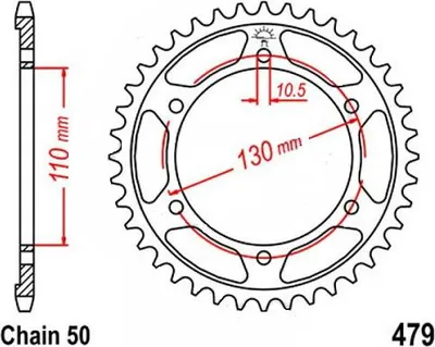 Obrázek produktu pro RK řetězové kolo "6833" 530, ocel, stříbrné 44 zubů