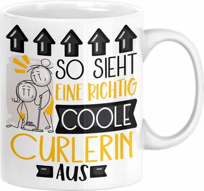Produktbild von Curlerin Geschenk Tasse Geschenkidee für Curlerin Geburtstag Weihnachten Spruch So Sieht Eine Richtig Coole Curlerin Aus Kaffee-Becher  (Weiß)