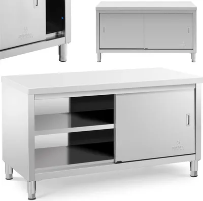 Zdjęcie produktu dla Stół Blat Roboczy Centralny Z Szafką Drzwi Suwane 150 X 70 X 85 Cm