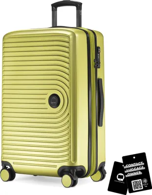 Produktbild von Mitte - mittelgroßer Koffer + digitaler Namensschild, erweiterbarer Reisekoffer Check-In Gepäck Rollkoffer 90L Gurtmaß 158 cm Doppelrollen Trolley TSA,Farn
