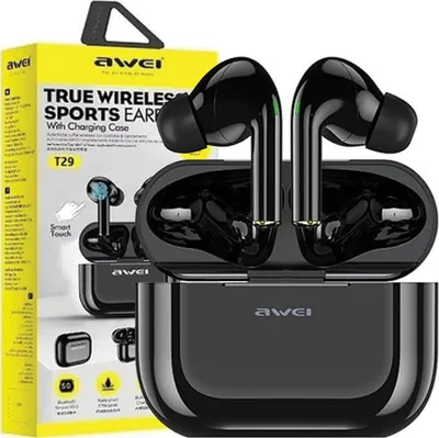 Obrázok produktu pre Slúchadlá Awei Bluetooth 5.0 T29 Tws + Dokovacia Stanica Čierna/Čierna