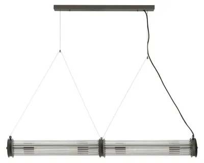 Image de SIGNATURE - Suspension tube double verre métal gris