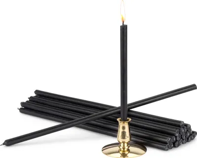 Produktbild von Kerzenhalter mit Stabkerzen schwarz Tropffrei L 24cm Ritualkerzen Paraffin 40061