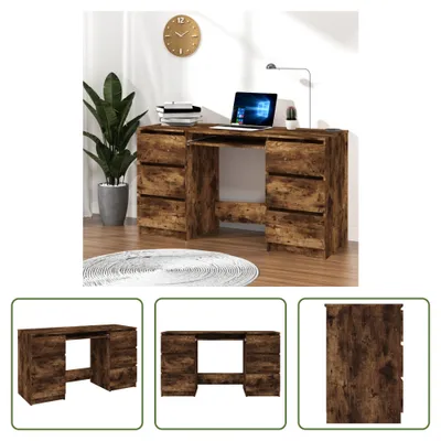 Zdjęcie produktu dla The Living Store Biurko dąb wędzony 140x50x77 cm materiał drewnopochodny