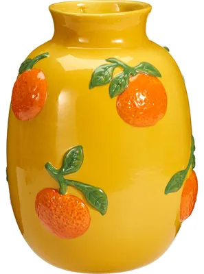 Produktbild von Blumenvase Orangen - gelb - Keramik - D17 x H25 cm - Obstvase