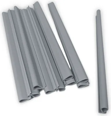 Produktbild von Sichtschutzstreifen zaun|zu Klemmschiene OMEGA-Clip Zaunblende Doppelstabzaun Hellgrau 1er Pack