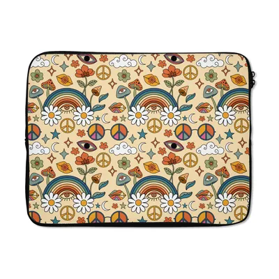 Produktbild von MuchoWow® Laptop Hülle 17 Zoll Laptoptasche Vintage - Muster - Sommer - Zipper - Schutzabdeckung