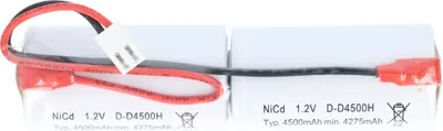 Produktbild von Notleuchtenakku NiCd 2,4V 4500mAh L1x2 Mono D mit JST VHR-2 Stecker