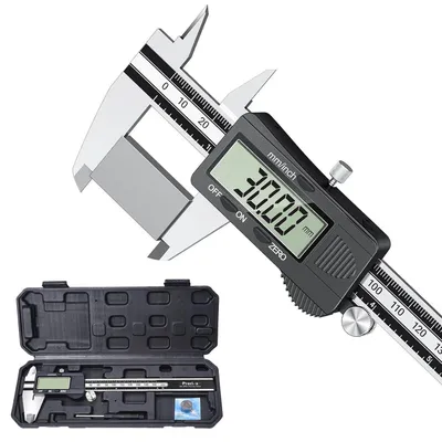 Productafbeelding van Digitale schuifmaat, roestvrij staal, 150 mm, spatwaterdicht, stofbestendig, met reservebatterij en groot display