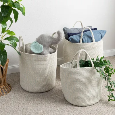 Produktbild von Steffensmeier Tasche Bali | Stauraum | Korb | Wolle | Hellblau Creme | 35x35 cm