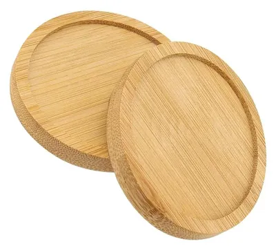 Kerzenuntersetzer aus Bambus, 2 Stück, rund, 9 cm