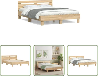 Produktbild von The Living Store Bettgestell mit Kopfteil Sonoma-Eiche 140x200 cm Holzwerkstoff