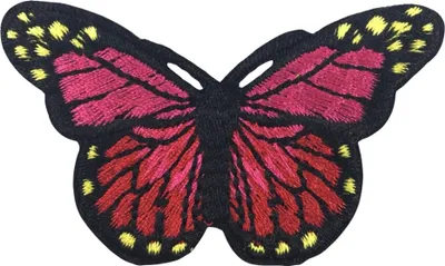 Produktbild von Rosa-rot-schwarzer Schmetterlings-Logo-Aufnäher zum Aufbügeln