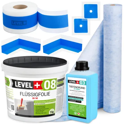 Produktbild von Dichtset Dusche Abdichtung Flüssigfolie 7kg Dichtbahn Dichtband SET344