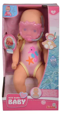 Produktbild von Simba Toys NBB Badepuppe 30cm - für Kinder ab 3 Jahren mit rosa Schwimmbrille und Schnorchel