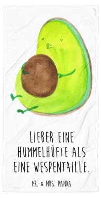 Produktbild von Mr. & Mrs. Panda Strandtuch Avocado Pfeifen - Weiß - Geschenk, Handtuch, Abnehmen, Ernährung, Duschhandtuch, Strandlaken, Diät, Reisehandtuch, Duschtuch