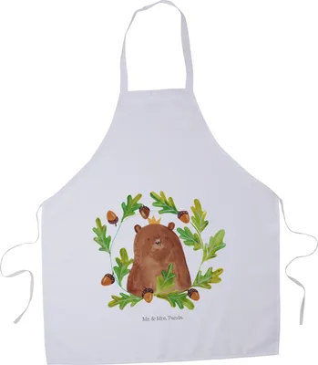 Produktbild von Mr. & Mrs. Panda Koch Schürze Bär König - Weiß - Geschenk, Daddy, Vorbinder, Kellnerschürze, Küchenschürze, Teddy, Vatertag, Gastro, Papi, Papa, Grillmeister, Vater