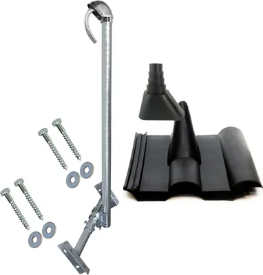 Produktbild von PremiumX BASIC X120-48F Dachsparrenhalter 120cm Mast Kappe Frankfurter Set schwarz