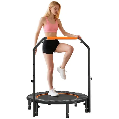 Produktbild von Trampolin Outdoor Kinder Fitnesstrampolin klappbar verstellbarer 150 kg Schwarz