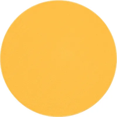 A plain yellow circular rug on a white background.