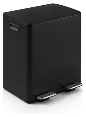 Produktbild von Buxibo Mülleimer Mülltrennung 60 Liter – Mülleimer mit Pedalen & Griffen – Soft-Close – Treteimer/Mülleimer/Mülleimer – 2x30L – Schwarz