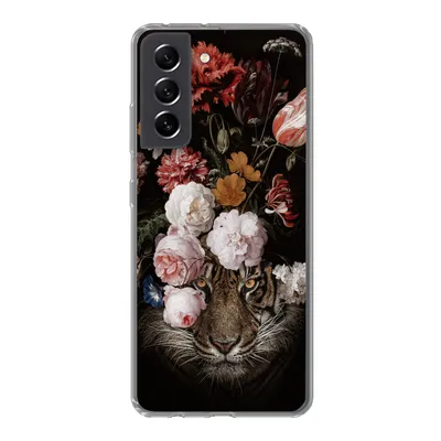 Produktbild von MuchoWow® Handyhülle Schutzhülle Hülle für Samsung Galaxy S21 FE Blumen - Jan Davidsz de Heem - Tiger - Gemälde - Stillleben - Alte Meister Silikon Softcase Handy Hülle - Mobiltelefonhülle