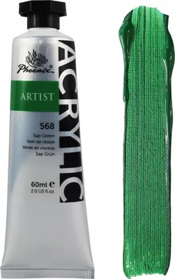 Produktbild von Acrylfarbe Phoenix Artist 568 Sap Green – Professionelles Saftgrün, 60 ml, Hochpigmentierte Künstlerfarbe