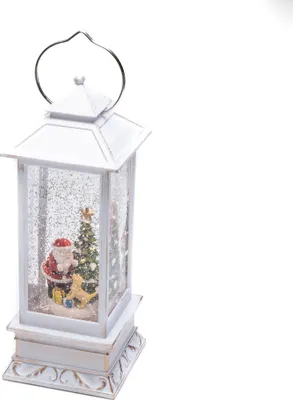 Produktbild von Konstsmide LED Wasserlaterne Weihnachtsmann mit Hund, weiß, wassergefüllt, 5h Timer, warm weiße Diode, batteriebetrieben, Innen- 4364-200