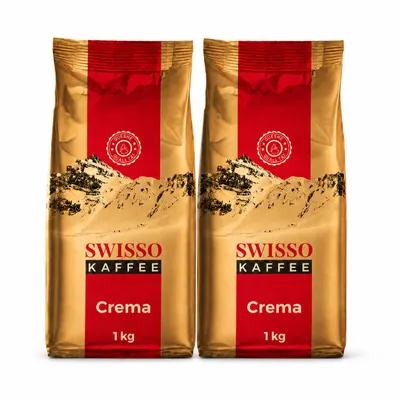 Produktbild von Swisso Kaffee Crema Kaffeebohnen 2 × 1 kg 100 % Arabica Vorratspack 2 kg, KI-generiertes Bild