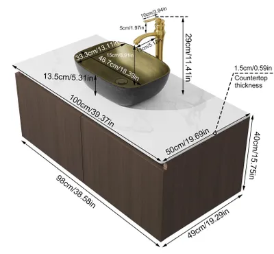 Immagine prodotto di Mobile da bagno da 100 cm - Mobile lavabo - Armadietto da bagno - Mobile sospeso - Set di mobili da bagno