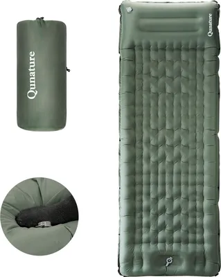 Image de Qunature Matelas de camping gonflable Matelas de camping pliable Matelas de couchage épaisseur 12cm, 197*71cm, vert