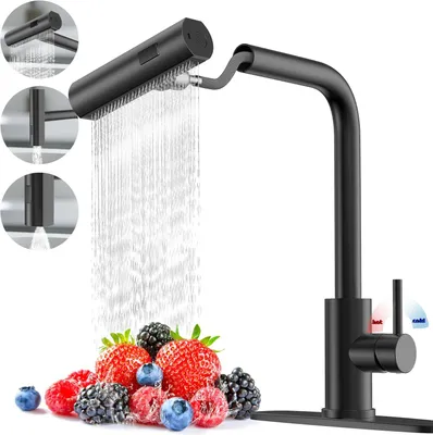 Produktbild von Küchenarmatur , Smart Heater Wasserhahn 360° drehbar, Edelstahl Wasserhahn Küche Waterfall Wasserhahn Küche mit 3 Strahlarte G3/8 Anschluss Armatur