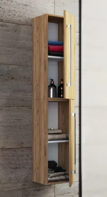Produktbild von VCM Holz Badezimmerschrank | Badmöbel | Wandschrank | Badregal | Badschrank | Hochschrank | Maße ca. H. 150 x B. 33 x T. 22 cm - Badinos 2