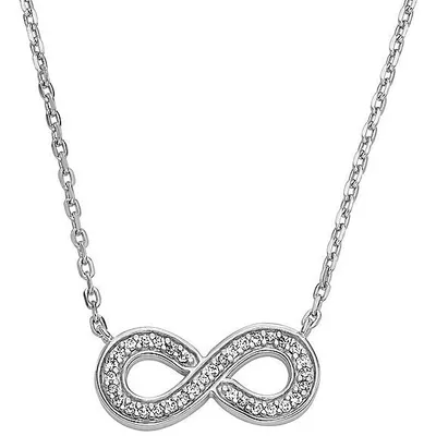 Produktbild von Fossil Halskette-Anhänger Damen Infinity Zirkonia Silber JFS00632040