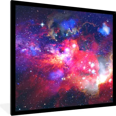Produktbild von MuchoWow® Gerahmtes Poster Weltraum - Sterne - Kosmos 40x40 cm - Poster mit Schwarzem Bilderrahmen Wandposter Rahmen Foto Bilder - Mit Rahmen - Wanddekoration Schlafzimmer