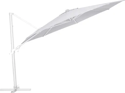 Produktbild von KETTLER Easy Flex Ampelschirm Ø 350 cm, UPF 50+, inkl. Abdeckhaube+ Schirmständer, weiß matt/ hellgrau, Aluminium/Polyester mit PolyurethanBeschichtung
