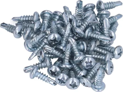 Zdjęcie produktu dla 50 SZTUK Zestaw wkrętów z łbem okrągłym Stal węglowa Ocynkowane wkręty samowiercące 4.2x13mm Krzyżowe