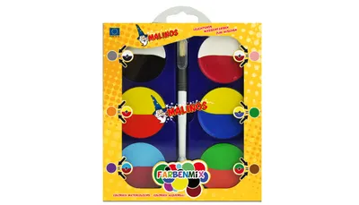 Produktbild von Malinos Wasserfarbkasten Farbenmix         12 Farben      4+