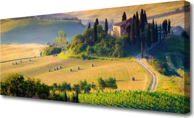 Produktbild von Tulup Leinwand-Bilder 125x50 Wandbild Canvas Kunstdruck Acker Bäume Landschaft