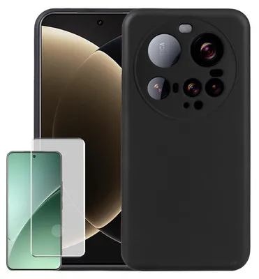 Produktbild von Für Xiaomi 15 Ultra Silikon TPU Case Schwarz + Curved H9 Glas Folie Handy Hülle Schutz